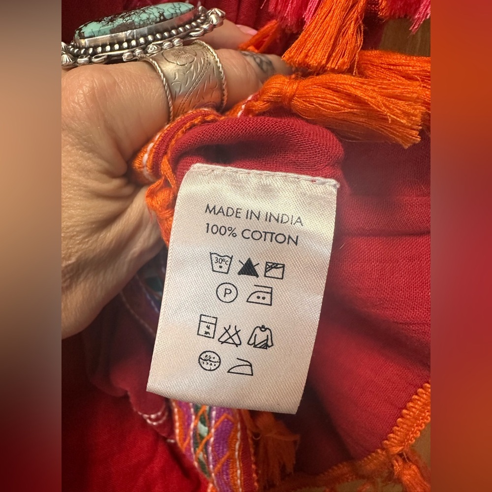 Girls Mer St. Barth Red Cotton Embroidered Flutter Sleeve Sundress size 2 - Picture 7 of 7